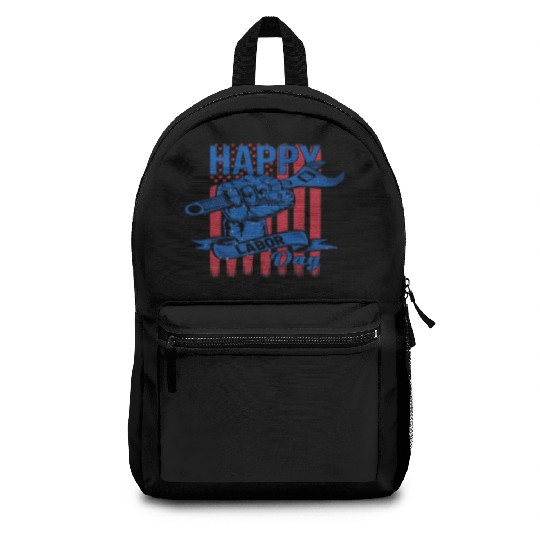 Happy Labor Day American Flag Holiday US Worker Backpacks