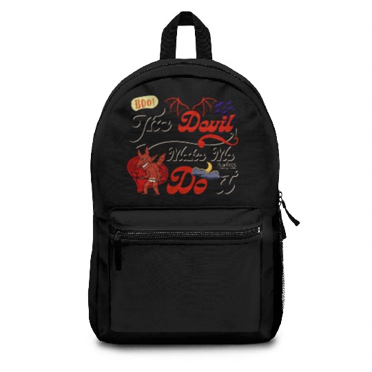 Devil Make Me Do it the Evil toon funny Halloween. Backpacks