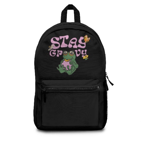 Stay Grvy - Pink Dark Green Typecentric Backpacks