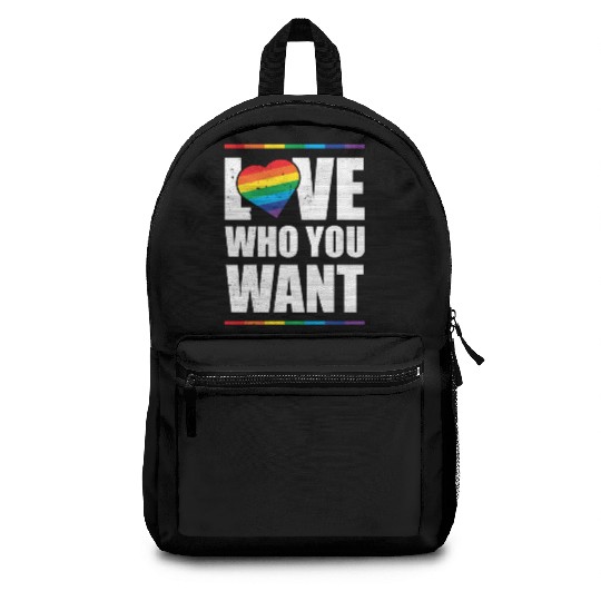 LGBT Love Who You Want Gay Pride Rainbow Heart Backpacks