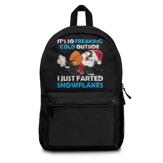 I Just Farted Snowflakes Funny Penguin Christmas Backpacks