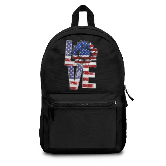 Love Sunflower USA 4th of July Pride Backpacks
