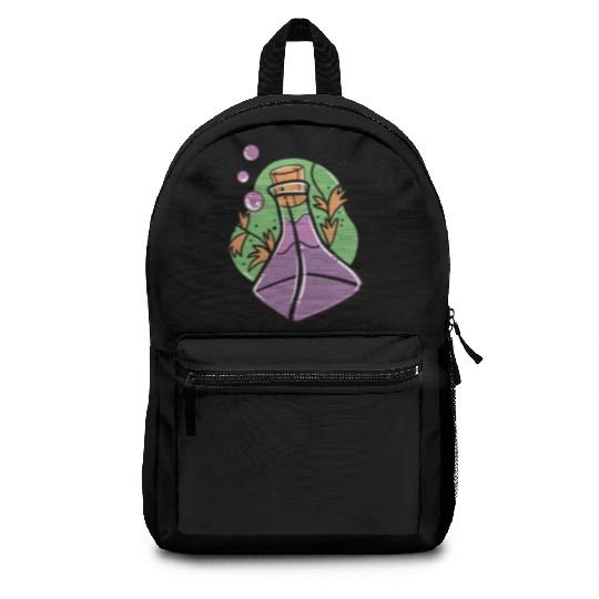 A glass of purple poison with Fall leaves Backpacks