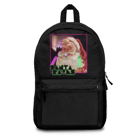Santa Raves Christmas funny PLUR Raver Saint Nick Backpacks