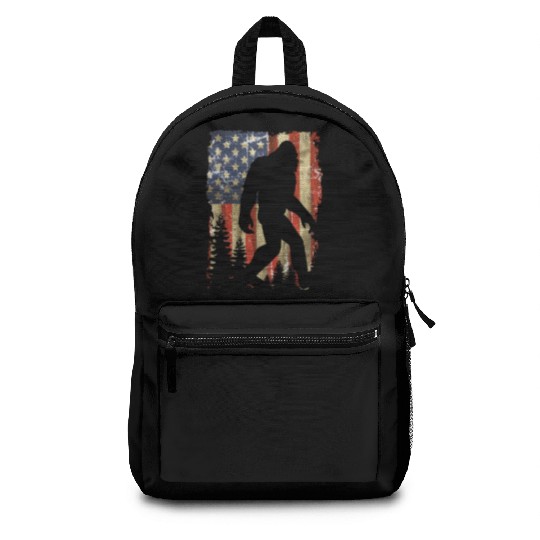 Bigfoot Believe Sasquatch American Flag Silhouette Backpacks