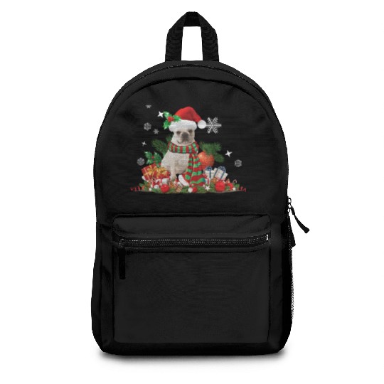 Christmas French Bulldog, Frenchie dog Backpacks