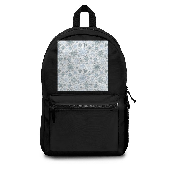 Modern Snowflakes Pattern White Blue Backpacks