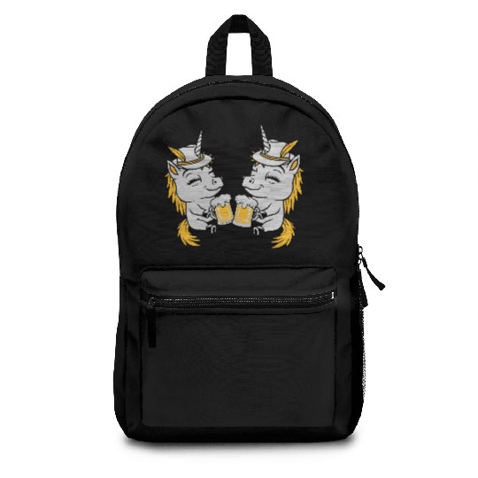 unicorn friends beer toast Backpacks