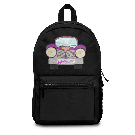 Old Car Girly Distraction Tactics Pink and Purple Backpacks