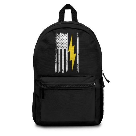 Cool Lightning Bolt And Flag Electrician Backpacks