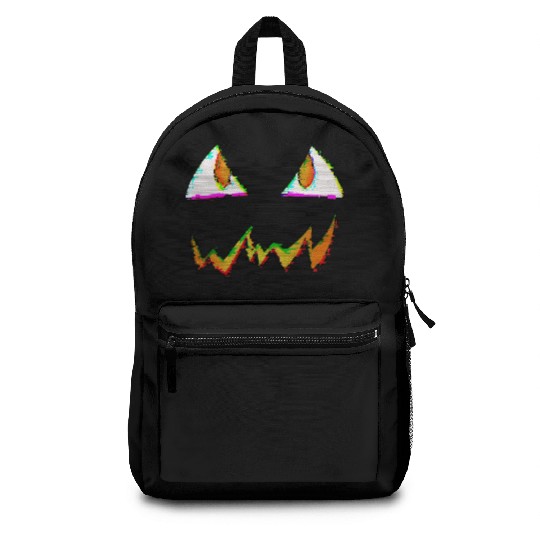 Jack O Lantern Face Glitch Backpacks