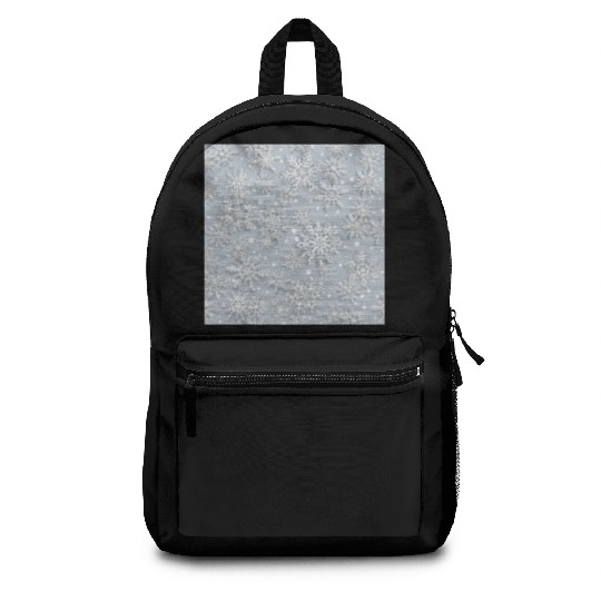 Grey Snowflakes Pattern Backpacks