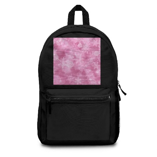 Pink White Snowflakes Pattern Backpacks