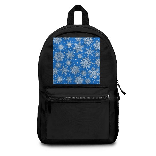 Elegant Blue Snowflakes Pattern Backpacks