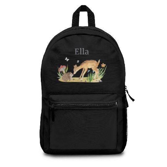 Forest Animal Deer Hedgehog Flowers Name Ella Backpacks