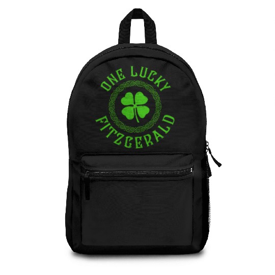 One Lucky Fitzgerald Irish Family Four Leaf Clover Backpacks