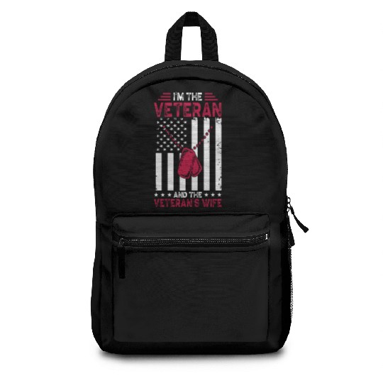 Veteran Wife US Veterans Day Patriotic American Fl Backpacks
