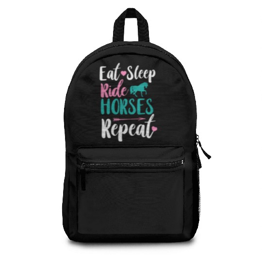 Cute Eat Sleep Ride Horses Repeat Equestrian Backpacks