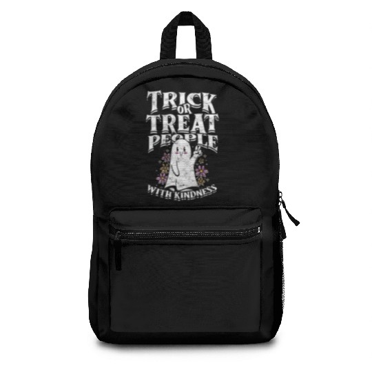 Trick or treat people with kindness - cute ghost Backpacks