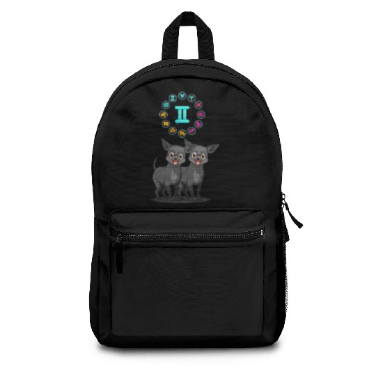 Funny Dog Lover Horoscope Gemini Zodiac Sign Cool Backpacks
