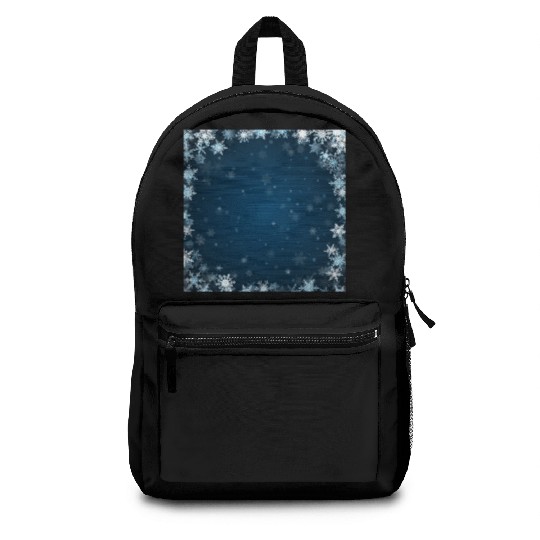 Navy Blue White Snowflakes Pattern Backpacks