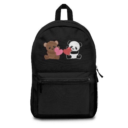 Panda Bears AnimalLove Hearts Cute Friends Backpacks