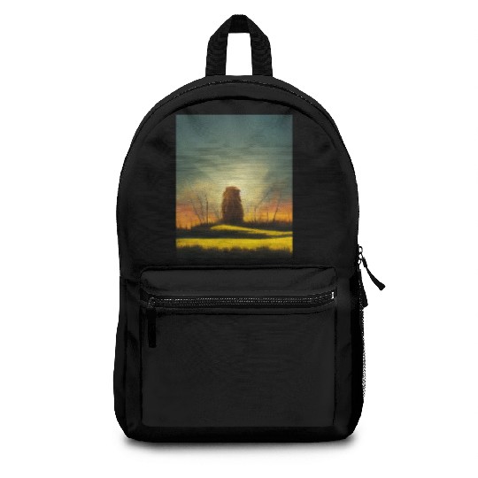 Lion meditate on sunrise, painting Backpacks