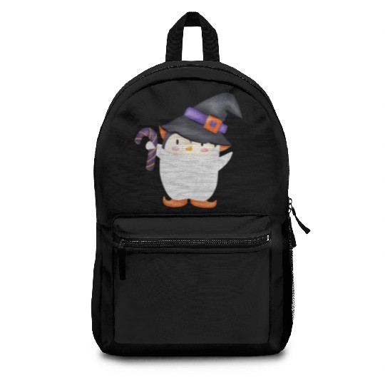 Halloween Penguin in a mummy costume Backpacks