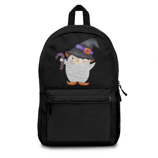 Halloween Penguin in a mummy costume Backpacks