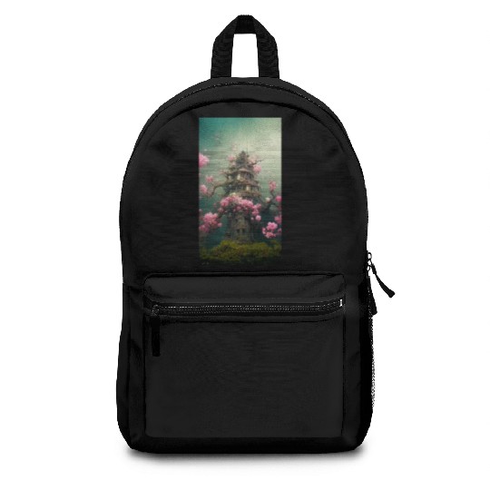 Underwater Sakura Temple Backpacks