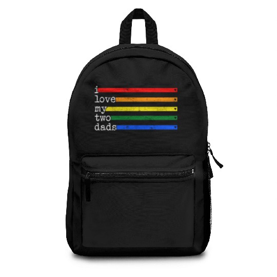 Proud Dad Backpacks, I Love My 2 Dads Rainbow Heart Gay
