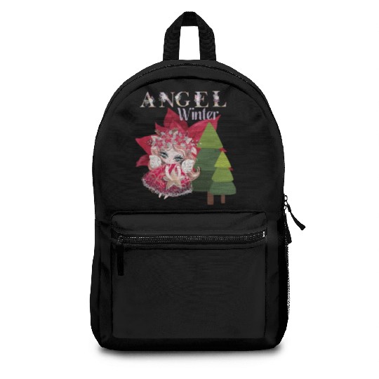 Winter Angel Christmas Tree Poinsettia Backpacks