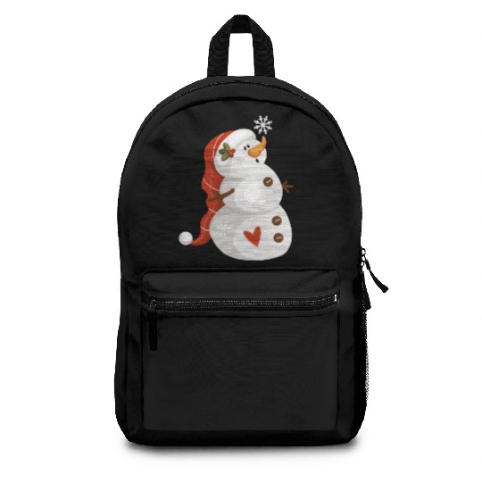 Cute snowman with snowflakes Backpacks