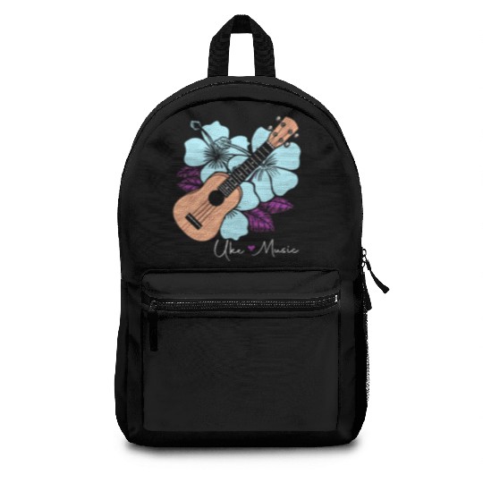 Love Ukulele Music Guitar Flowers Hawaii Backpacks
