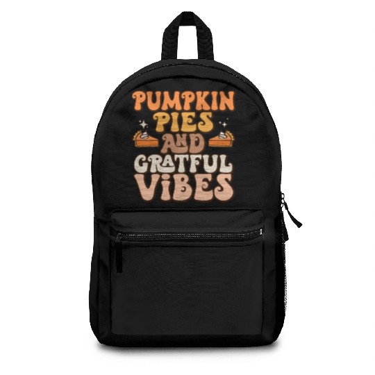 Retro Pumpkin Pies Grateful Vibes Thanksgiving Backpacks