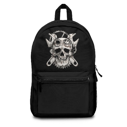 Skull Mechanic Cross Tools Mechanic Backpacks
