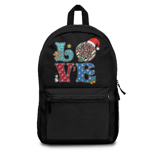 I Love Dog Dog Paw Print Christmas Backpacks