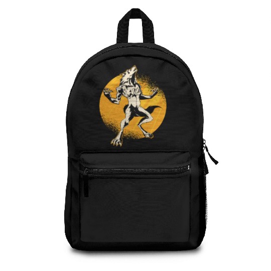 Halloween Monster Line Art Werewolf Horror Backpacks