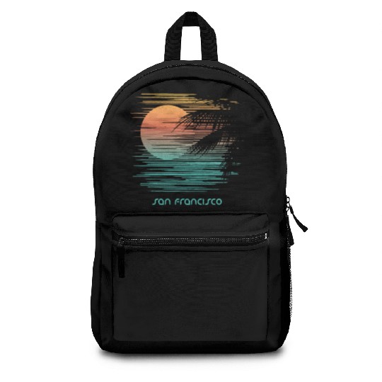 Artistic San Francisco California Palm Tree Backpacks