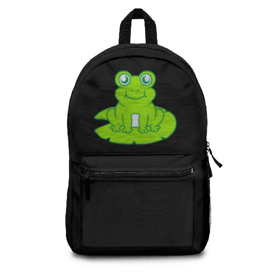 frog sitting water lily sea leaf Backpacks