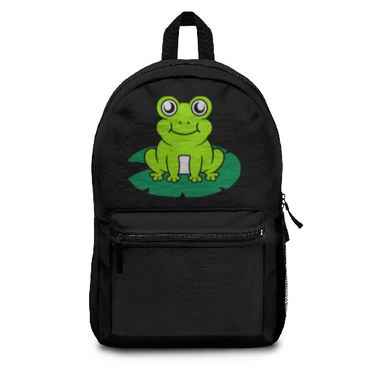 Cute frog sitting water lily Backpacks