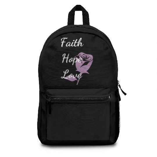 Faith Hope Love with a Rose Backpacks