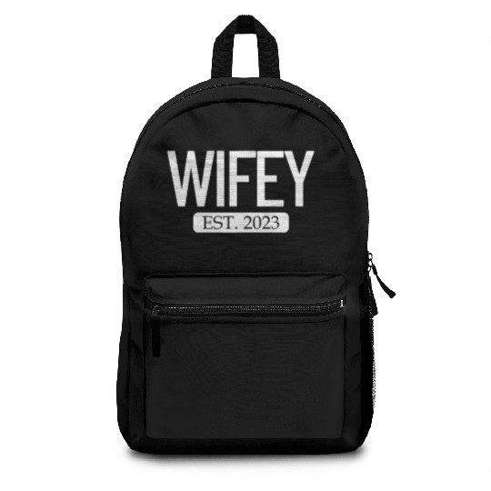 Wifey Est. 2023 Matching Couple Newlywed Marriedma Backpacks