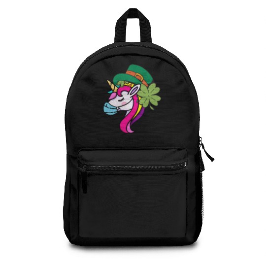 Toddler Girls St Patricks Day Rainbow Unicorn Face Backpacks
