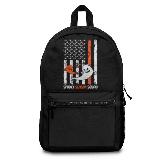 Groovy Halloween Spooky Season Squad US Flag Backpacks
