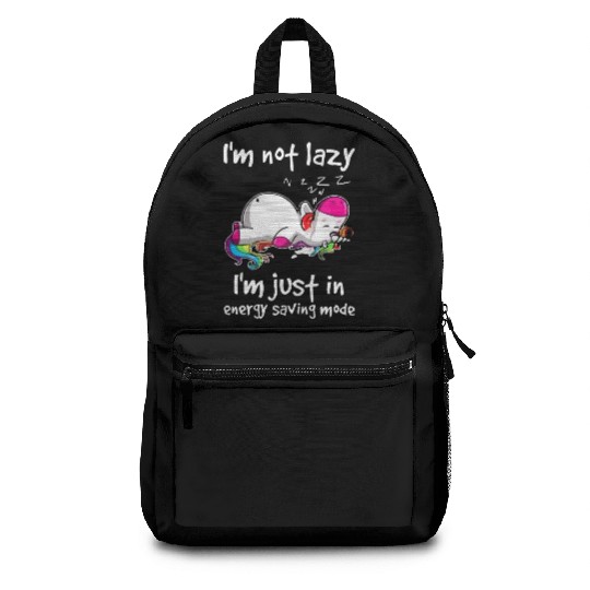 Unicorn i'm not lazy i m just in energy saving Backpacks