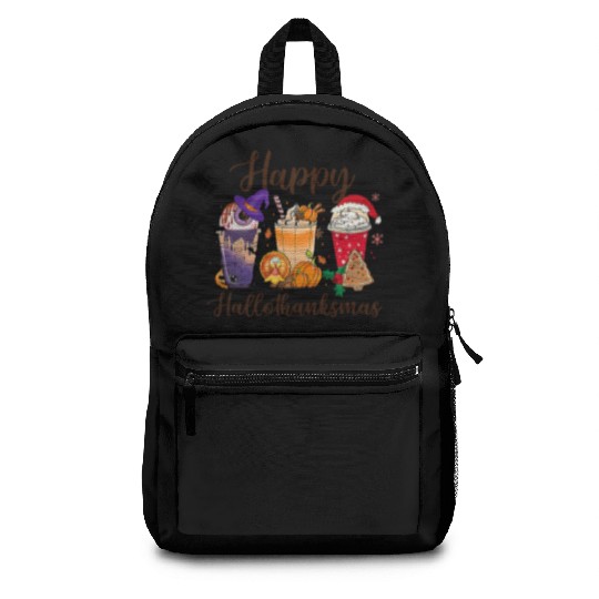 Happy HalloThankMas Coffee Turkey Unique Backpacks