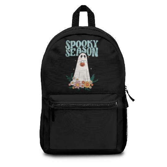 Funny Floral Ghost Halloween Spooky Season Backpacks