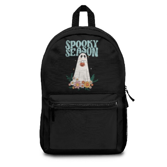 Funny Floral Ghost Halloween Spooky Season Backpacks