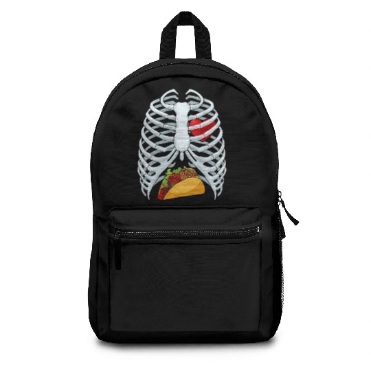 Funny Taco Skeleton Rib Cage Dad Halloween Costume Backpacks